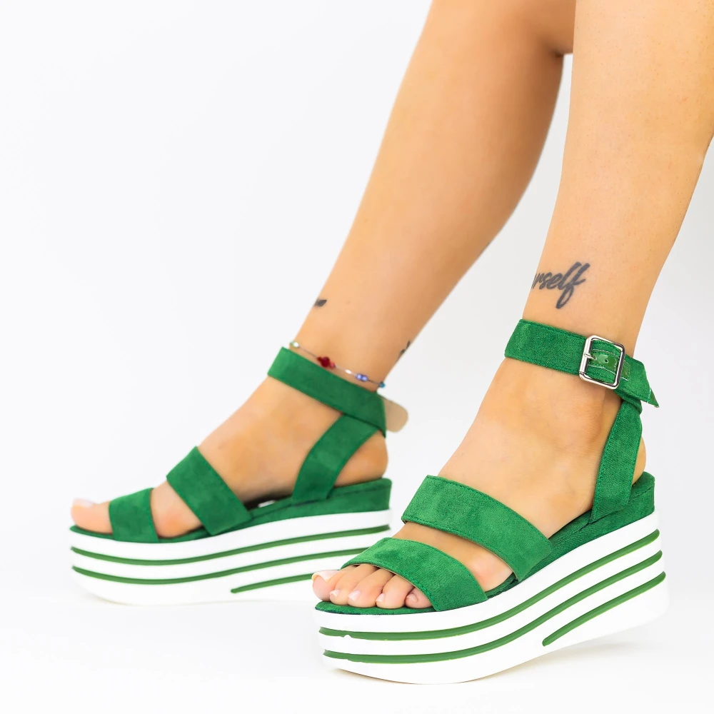 Sandale dama cu platforma lm356 verde | mei