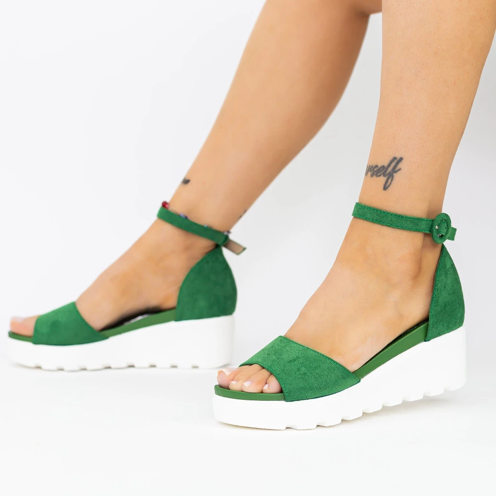 Sandale dama cu platforma lm358 verde | mei