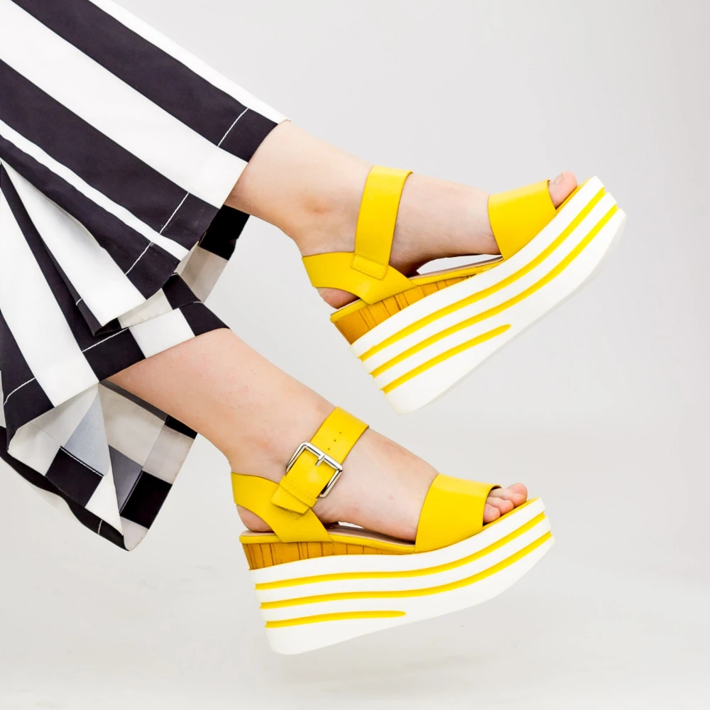 Sandale dama cu platforma fd35 yellow | mei