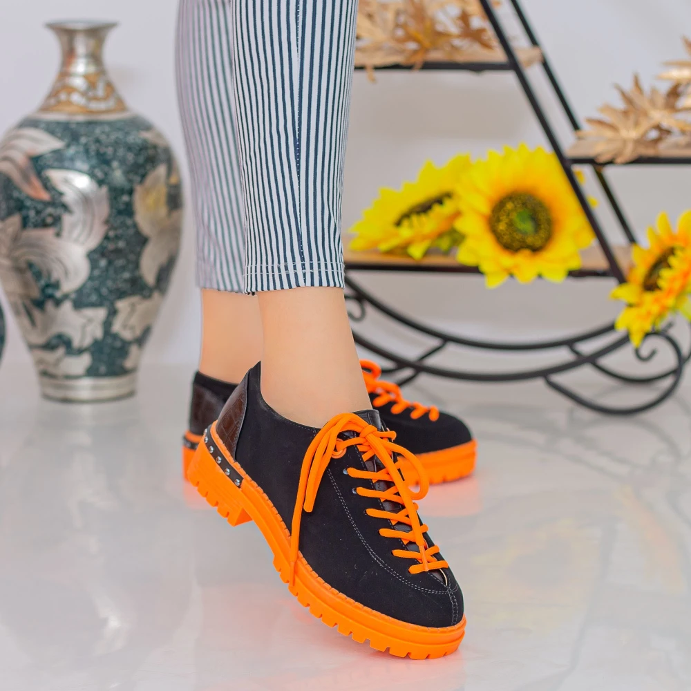 Pantofi casual dama mx155 black-orange | mei