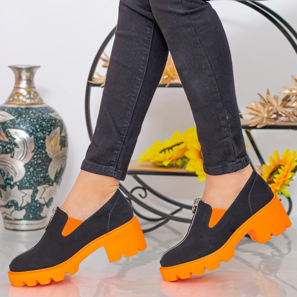 Pantofi casual dama mx156 black-orange | mei