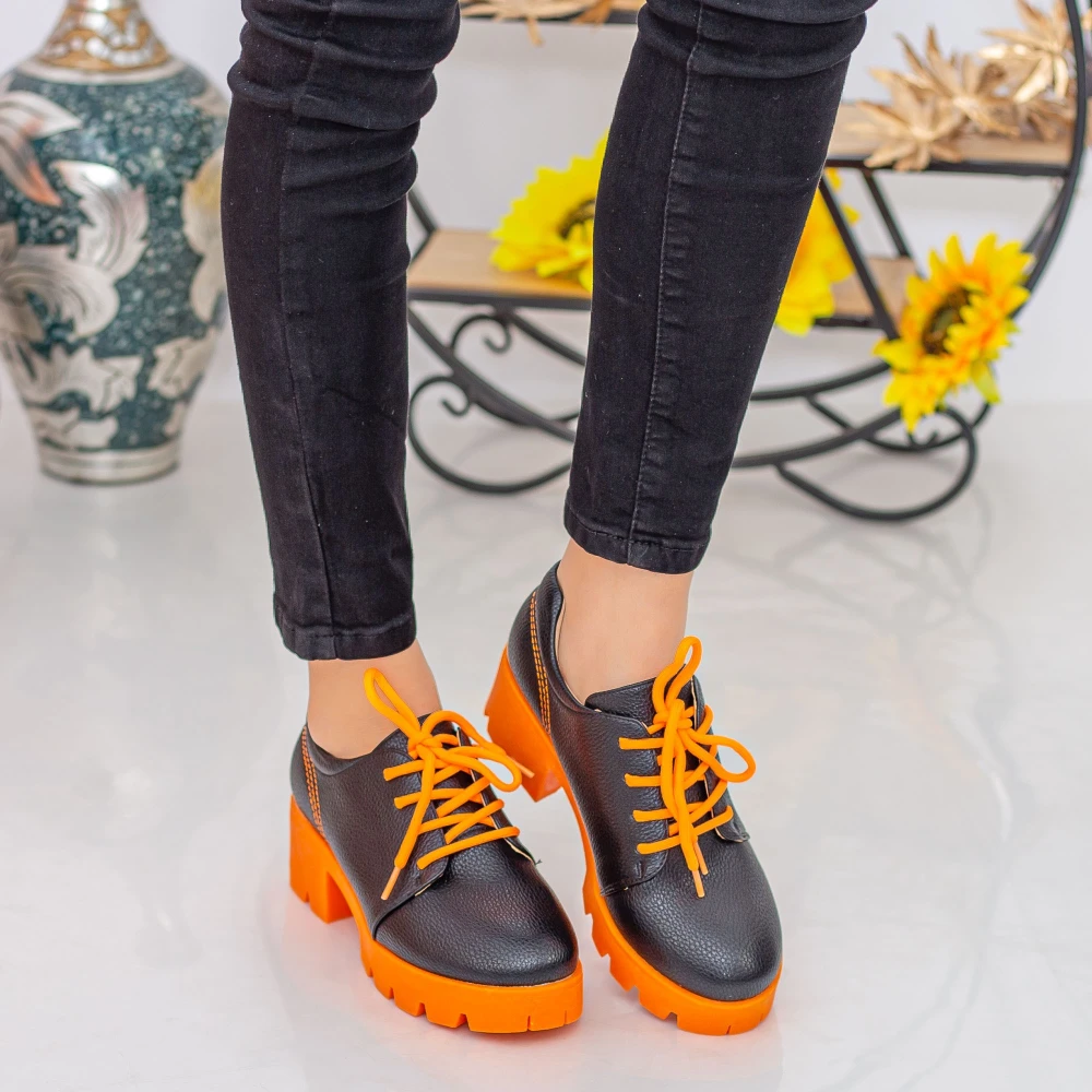 Pantofi casual dama zp1973 black-orange | mei