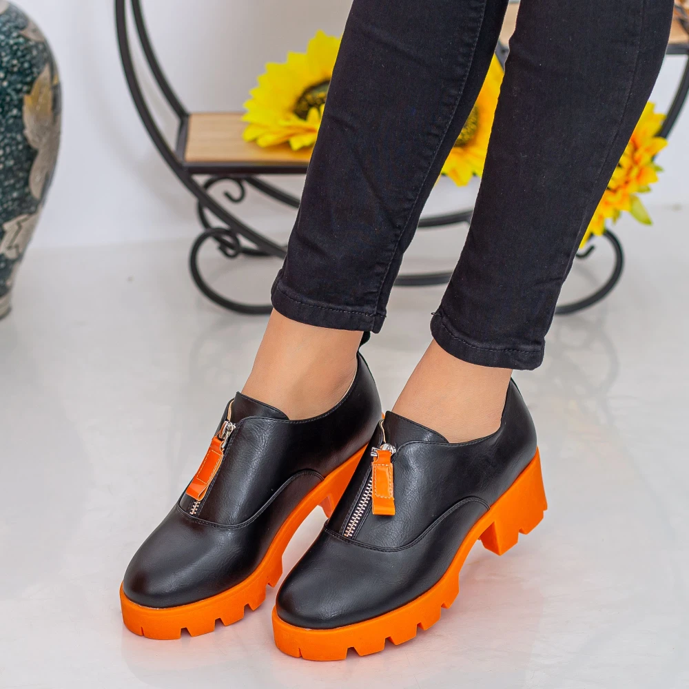 Pantofi casual dama zp1976 black-orange | mei
