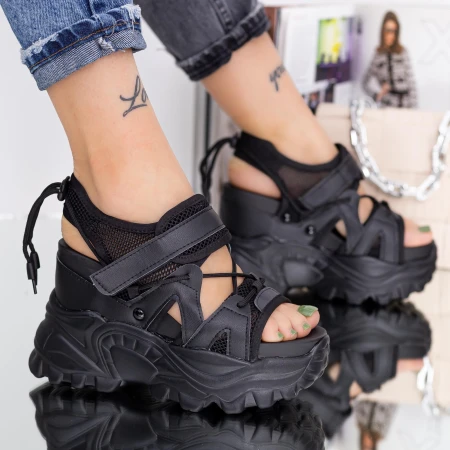 Sandale Dama cu Platforma WL81 Negru Mei