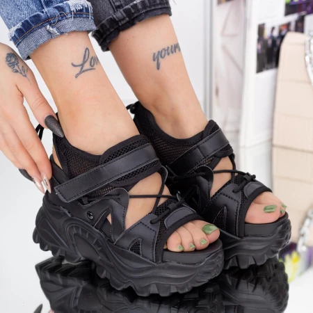 Sandale Dama cu Platforma WL81 Negru Mei