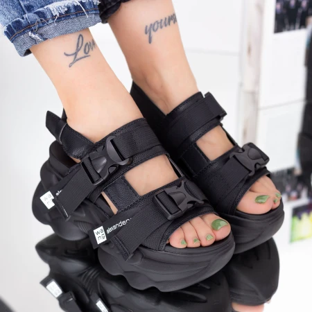 Sandale Dama cu Platforma WL198 Negru Mei