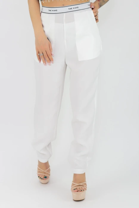 Pantaloni Dama MFFS12081 Alb Fashion