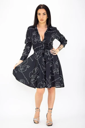 Rochie tip camasa 0066 Negru Pink Boss