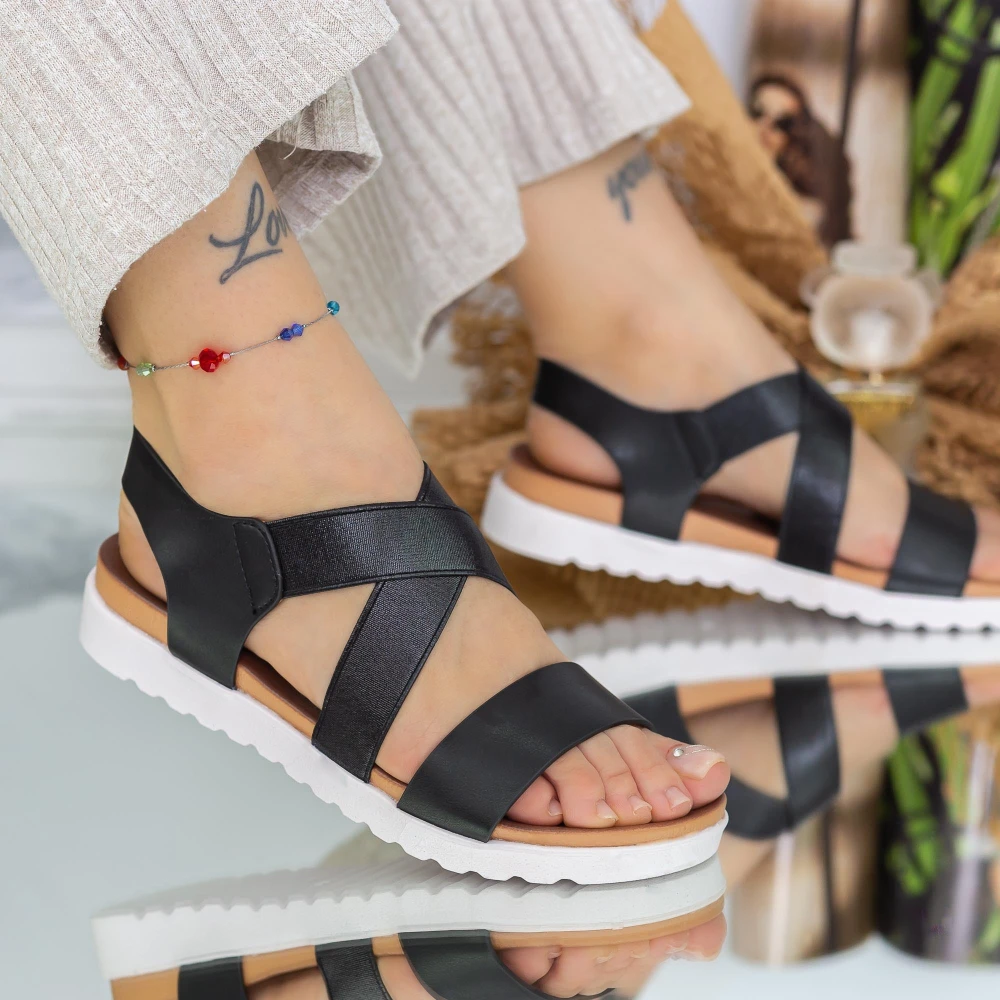 Sandale Dama PT2 Negru-Alb | Mei