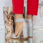 Sandale Dama cu Toc Gros XKK161F Argintiu Mei