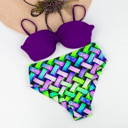 Costum de Baie Dama 2 Piese F01 Mov-Verde Meina