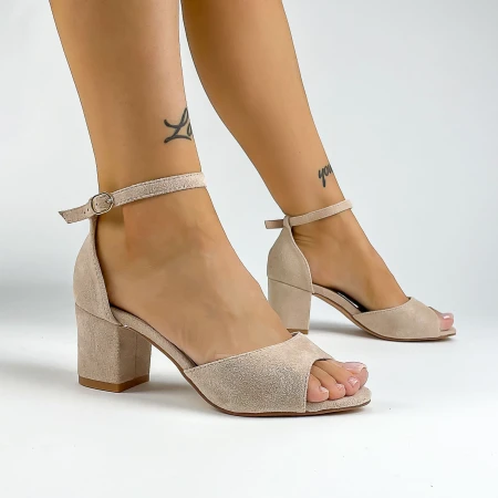 Sandale Dama cu Toc gros XKK566 Bej » MeiMei.Ro