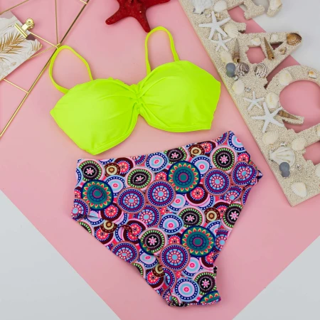 Costum de Baie Dama 2 Piese M096 Verde Neon Meina