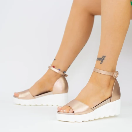 Sandale Dama cu Platforma LM358 Champagne Mei