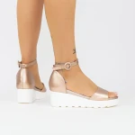 Sandale Dama cu Platforma LM358 Champagne Mei