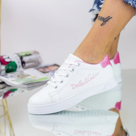 Pantofi Sport Dama A69 Alb-Roz Fashion