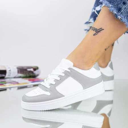 Pantofi Sport Dama A28 Alb-Gri Fashion
