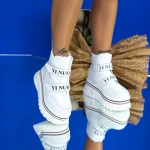 Pantofi Sport Dama cu Platforma 2W252 Alb Mei
