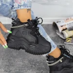 Pantofi Sport Dama cu Platforma 2WL237 Negru Mei
