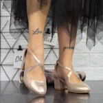 Pantofi cu Toc gros 2YXD30 Champagne Mei