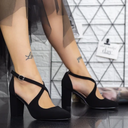 Pantofi cu Toc gros 2YXD31 Negru Mei