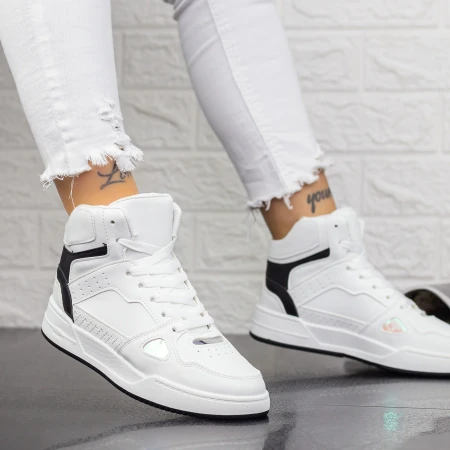 Pantofi Sport Dama 2XJ65 Alb-Negru Mei