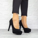 Pantofi cu Toc subtire si Platforma 2YXD32 Negru » MeiMei.Ro