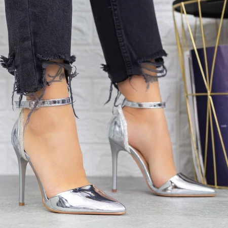 Pantofi Stiletto KV61 Argintiu » MeiMei.Ro