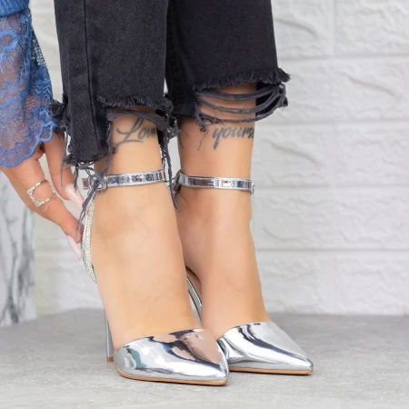 Pantofi Stiletto KV61 Argintiu » MeiMei.Ro