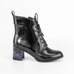 Botine Dama cu toc gros K577-30B Negru-Albastru » MeiMei.Ro