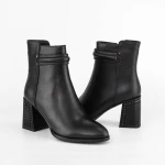 Botine Dama cu toc gros K822-1A Negru » MeiMei.Ro