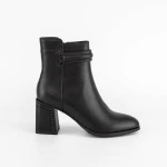 Botine Dama cu toc gros K822-1A Negru » MeiMei.Ro