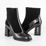 Botine Dama cu toc gros K9191-1A Negru » MeiMei.Ro