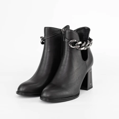 Botine Dama cu toc gros K9191-3A Negru » MeiMei.Ro