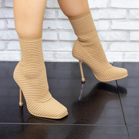 Botine Dama cu Toc subtire 2BLD1 Kaki » MeiMei.Ro