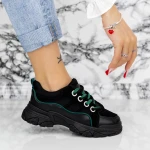 Pantofi Sport Dama 2N37 Negru-Verde » MeiMei.Ro