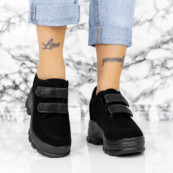 Pantofi Sport Dama cu Platforma 2XN1 Negru » MeiMei.Ro