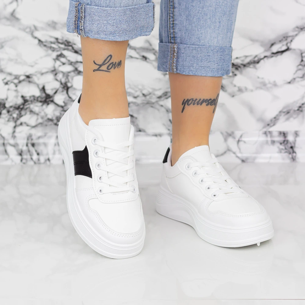 Pantofi Sport Dama 2XJ89 Alb-Negru Mei