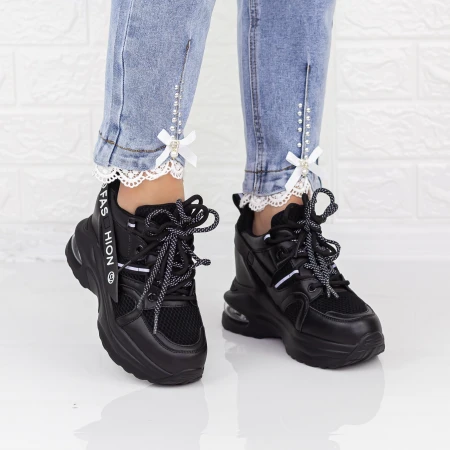 Pantofi Sport Dama cu Platforma 2MX6 Negru » MeiMei.Ro