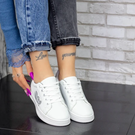 Pantofi Sport Dama 929 Alb-Gri » MeiMei.Ro