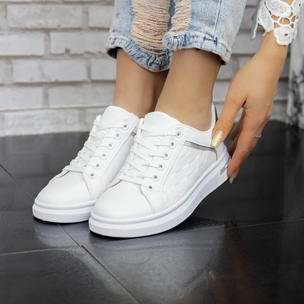 Pantofi Sport Dama 2M3 Alb-Argintiu Mei