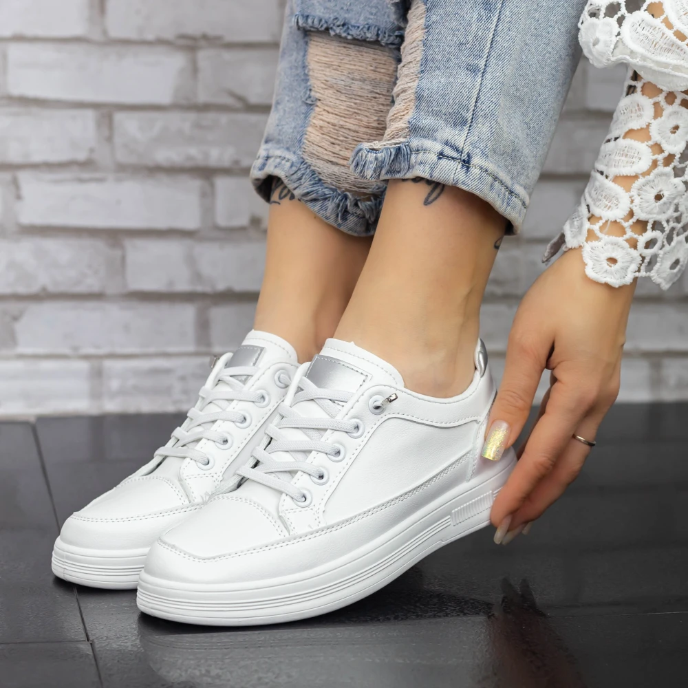 Pantofi Sport Dama 2M5 Alb-Argintiu Mei
