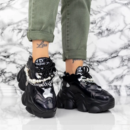 Pantofi Sport Dama cu Platforma 998 Negru » MeiMei.Ro