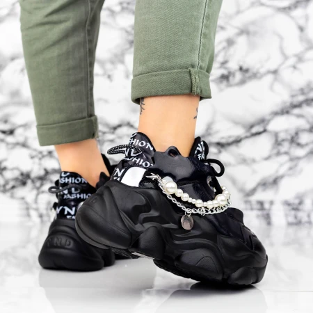 Pantofi Sport Dama cu Platforma 998 Negru » MeiMei.Ro
