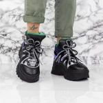 Pantofi Sport Dama cu Platforma 2WL93 Negru » MeiMei.Ro