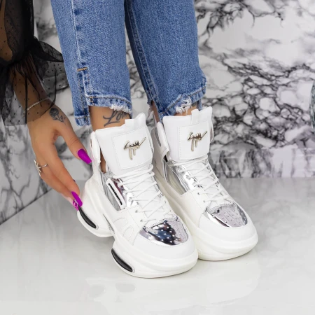 Pantofi Sport Dama cu Platforma K08 Alb Mei
