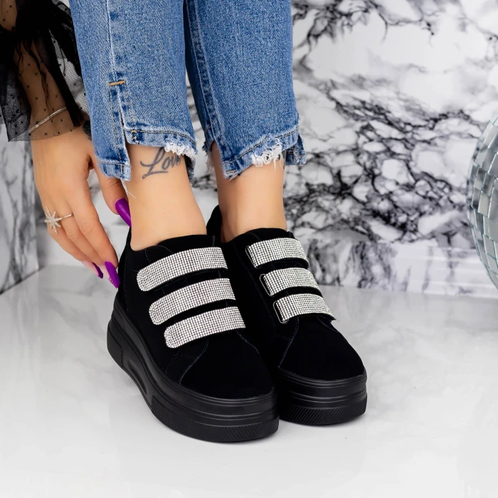 Pantofi Sport Dama cu Platforma 2SZ7 Negru » MeiMei.Ro
