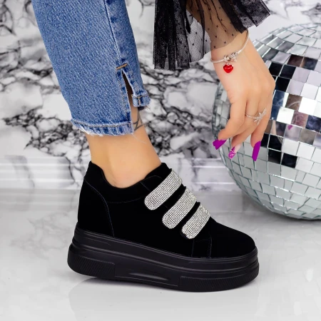 Pantofi Sport Dama cu Platforma 2SZ7 Negru » MeiMei.Ro