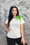 Tricou Dama B787 Alb-Verde » MeiMei.Ro