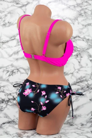 Costum de Baie Dama 2 Piese L16-1 Fucsia-Negru Meina